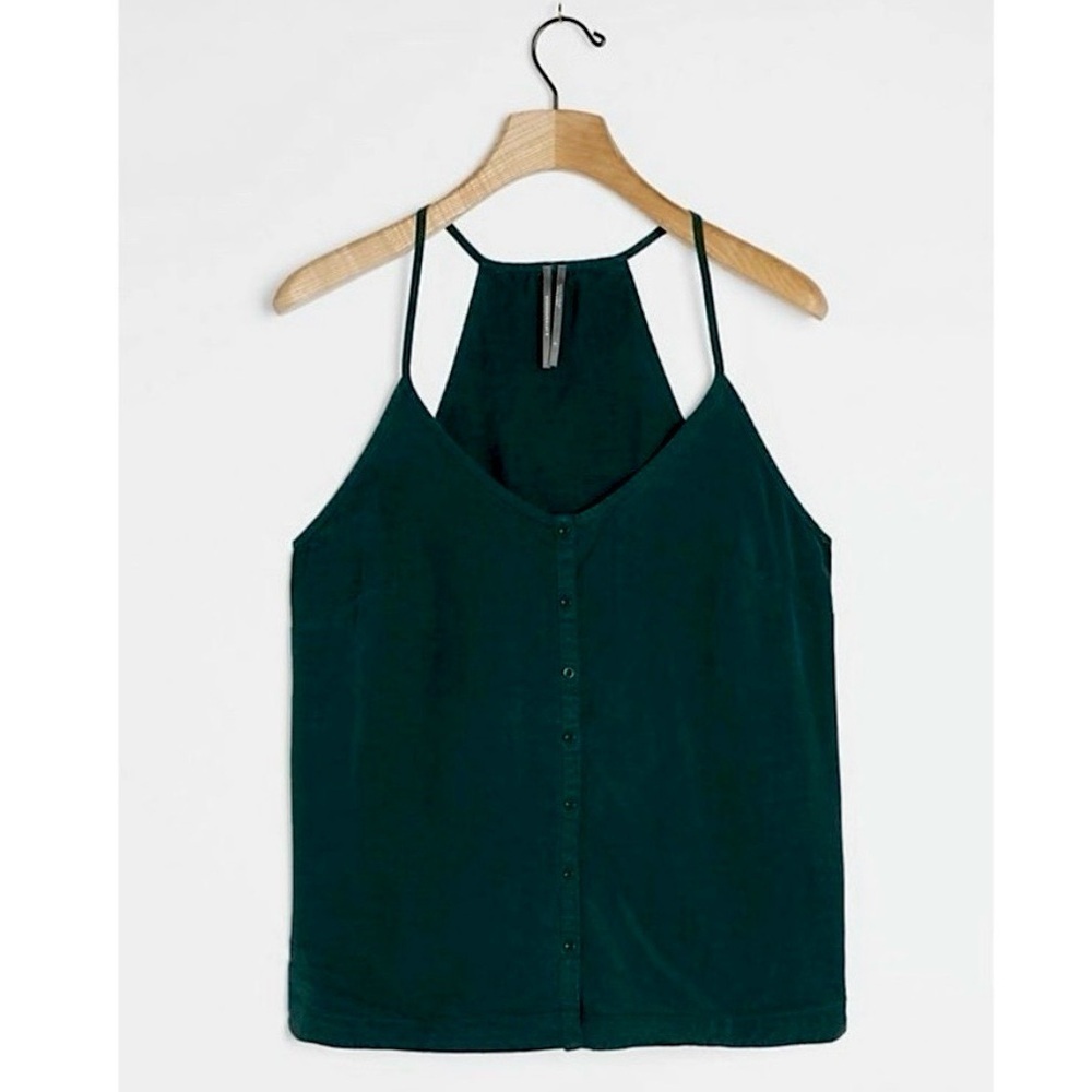 Anthropologie Jenny Button Cami Black Racerback Tank Top Size M Medium NWT
